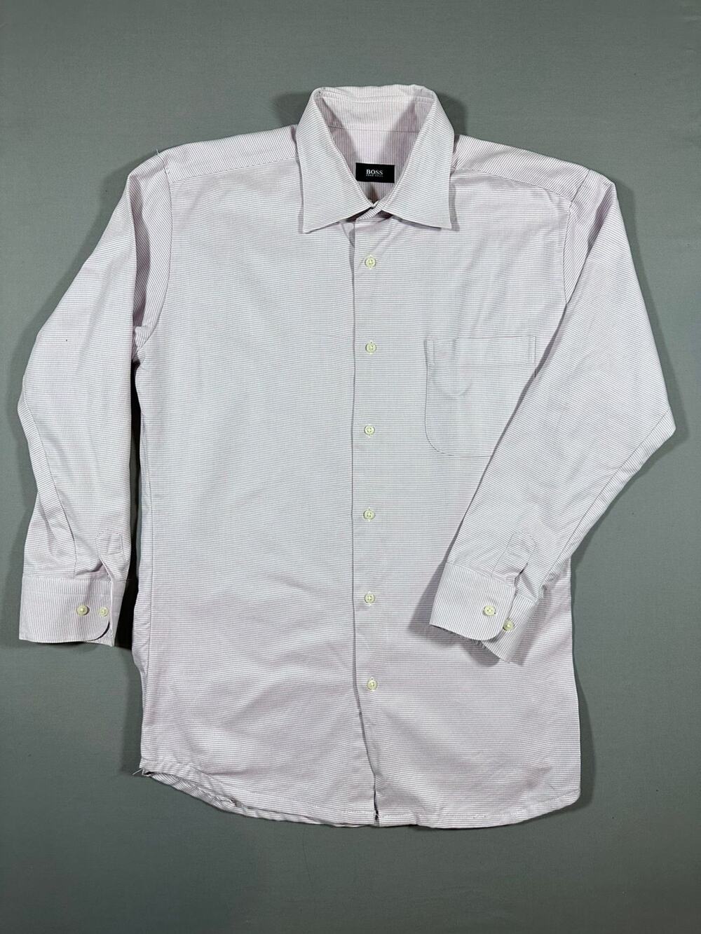 BOSS HUGO BOSS Button Up Shirt Mens 17 36/37 Seersucker Preppy Business Casual